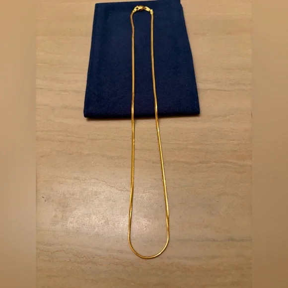 Herringbone Chain Gold Necklace - Picture 7 of 8